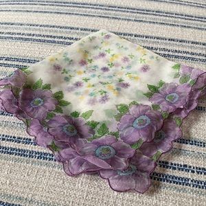 Vintage purple yellow sheer handkerchief STUNNING